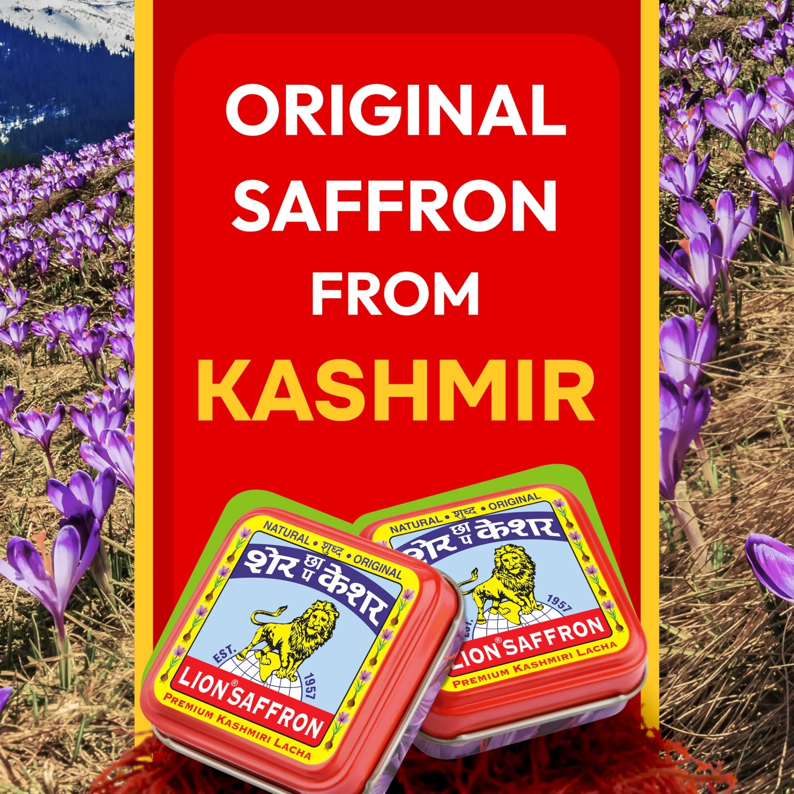 LION BRAND SAFFRON Original Kashmir Saffron/Kesar 1g (0.035 oz) | Certified Grade A+ for Biryani, Rice, Tea, Cooking, Kesar Tilak, Beauty - view 2