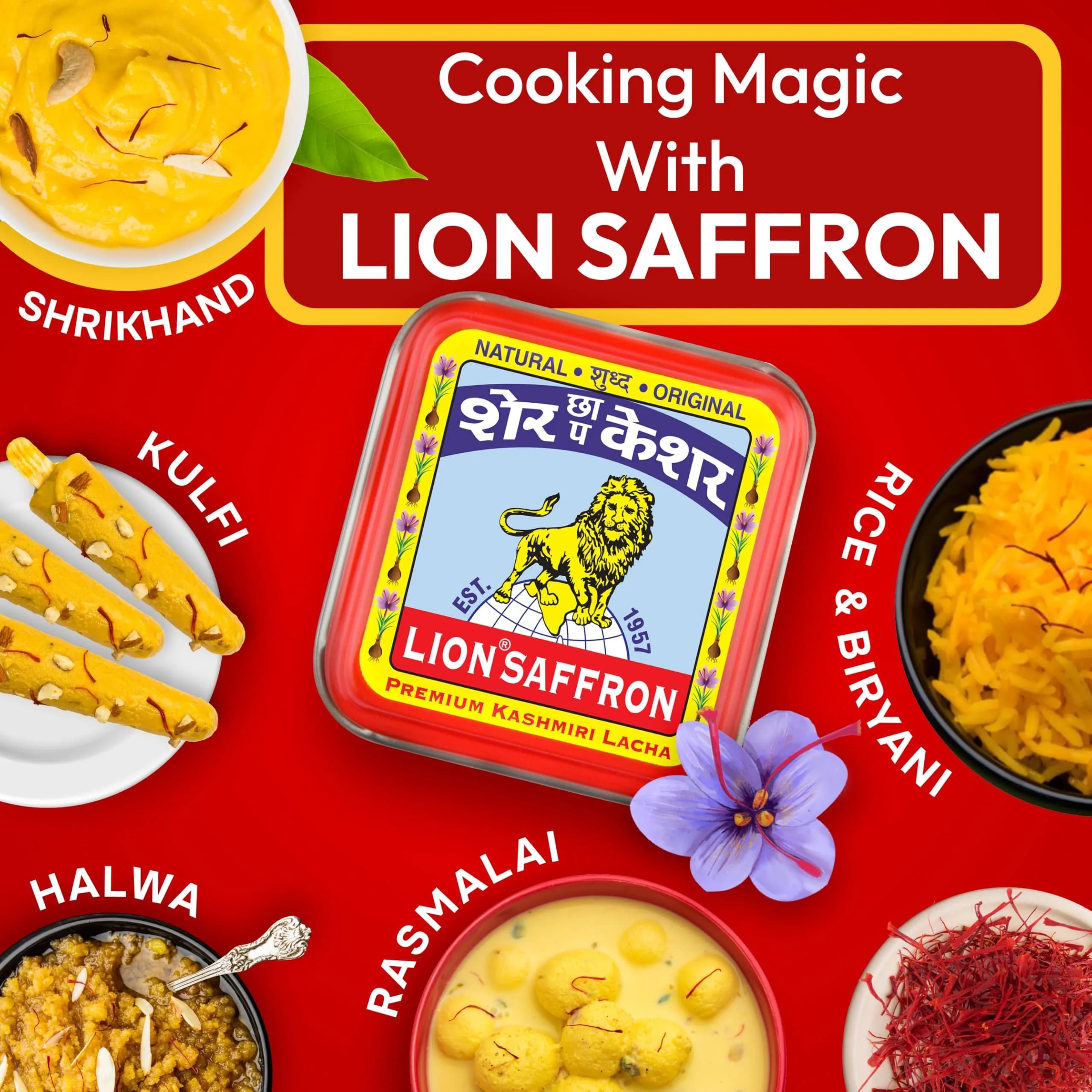LION BRAND SAFFRON Original Kashmir Saffron/Kesar 1g (0.035 oz) | Certified Grade A+ for Biryani, Rice, Tea, Cooking, Kesar Tilak, Beauty - view 4