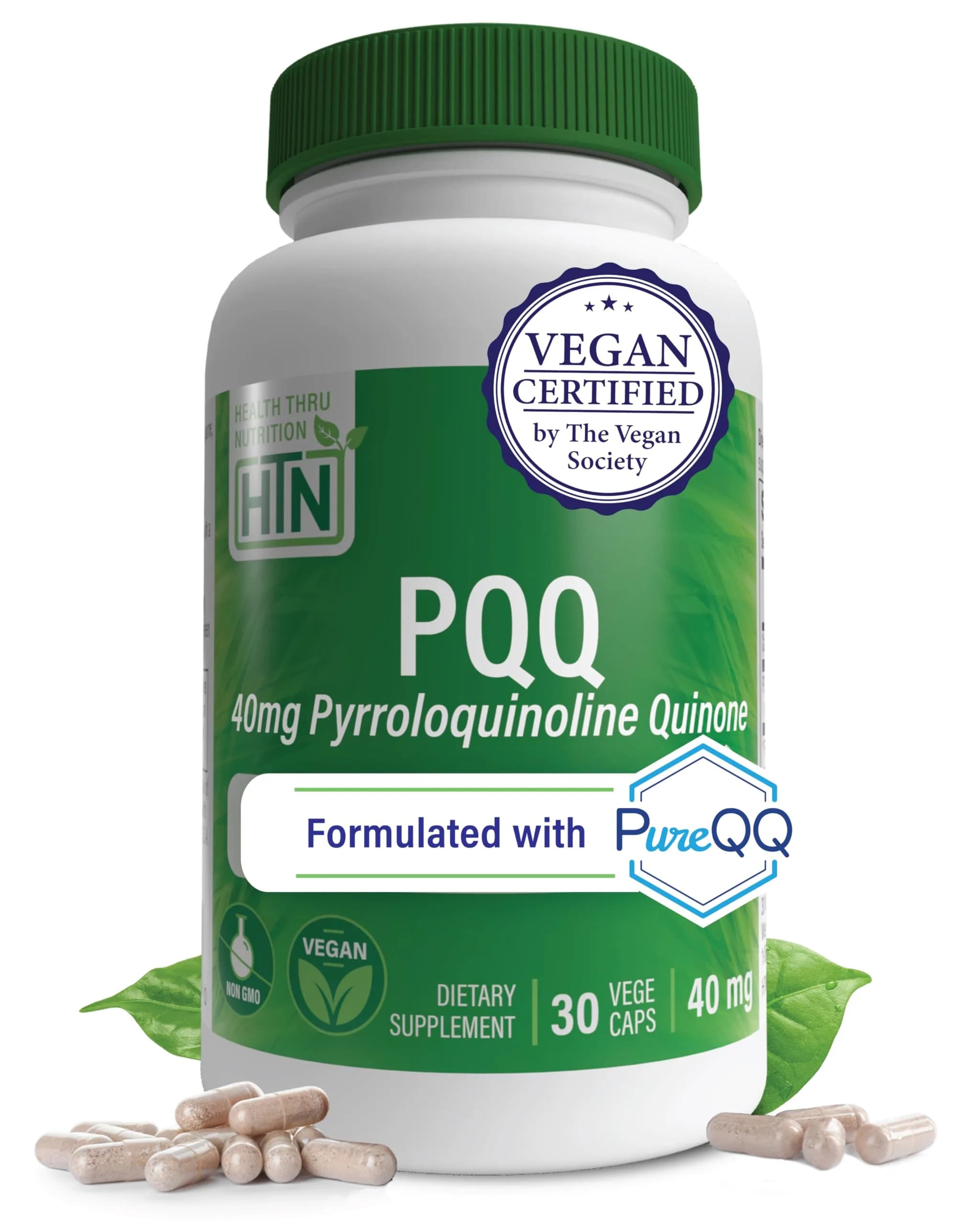 Health Thru Nutrition PQQ 40mg Pyrroloquinoline Quinone 30 Count (1.5 oz) | Supports Mitochondrial Biogenesis — Capsule