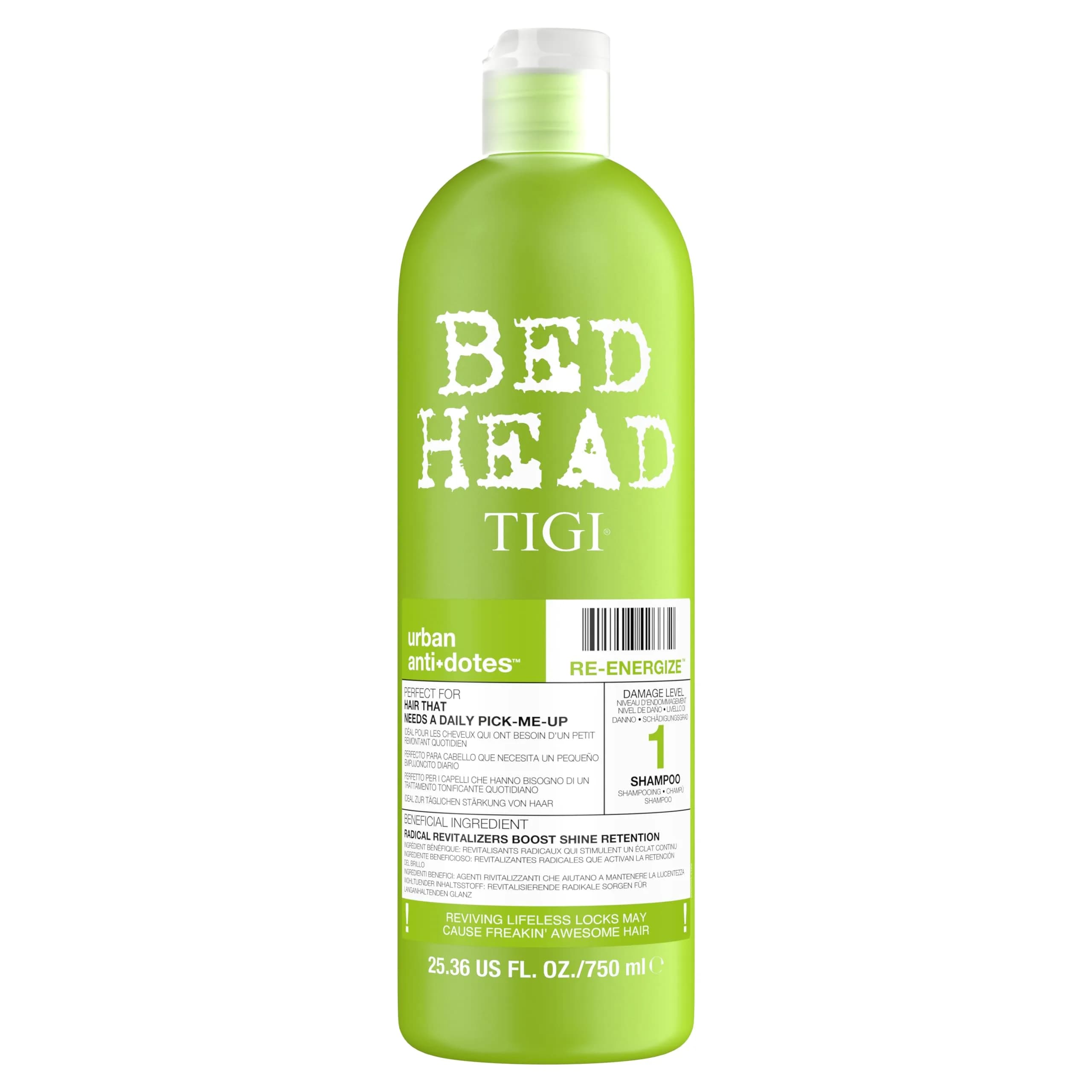 TIGI Bed Head Re-Energize Daily Shampoo for Normal Hair, 750ml (25.36 fl oz) | Hydrating & Strengthening - main product image