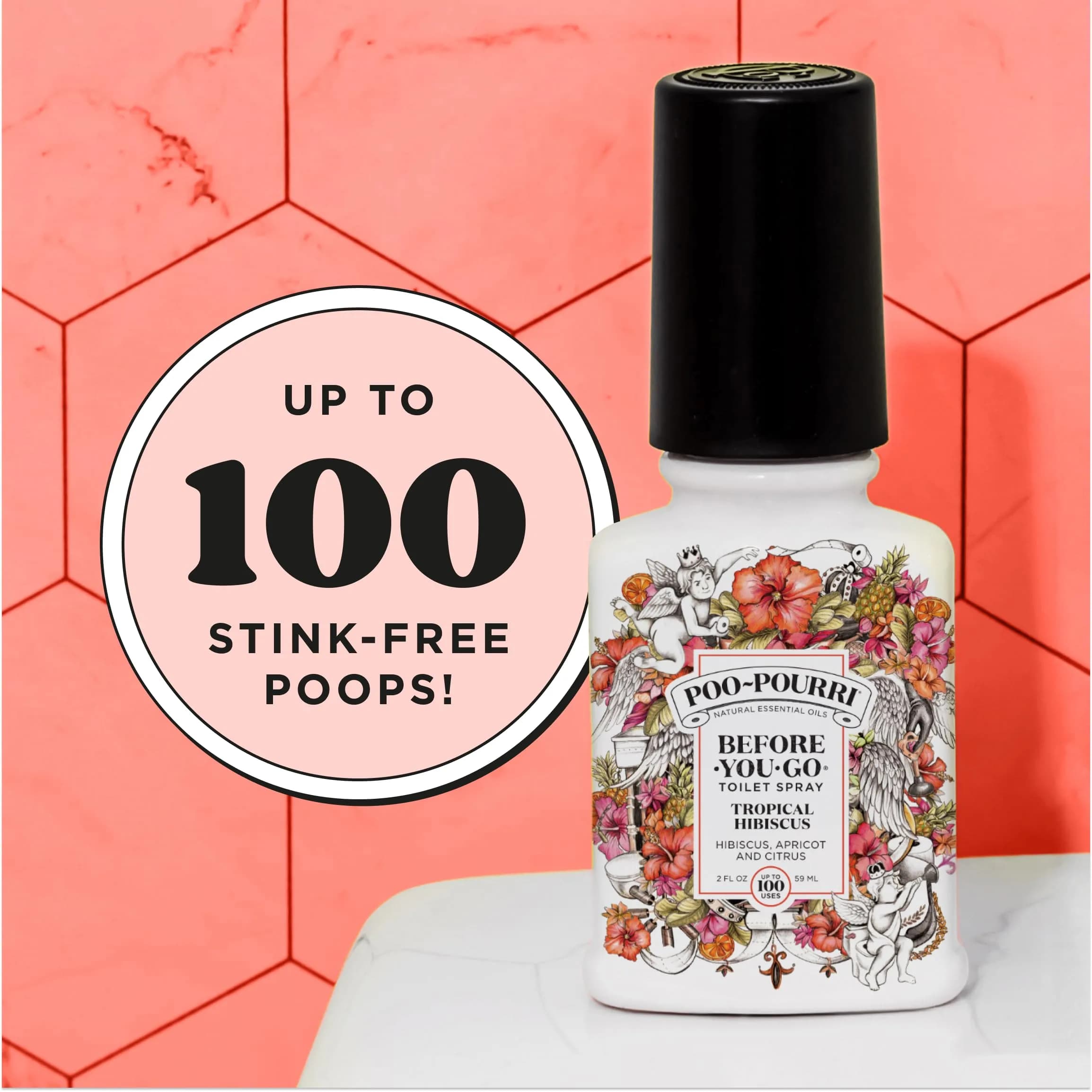 Poo-Pourri Tropical Hibiscus Before-You-Go Toilet Spray 74ml (2 Fl Oz) | Prevents Odors with Natural Essential Oils - view 4