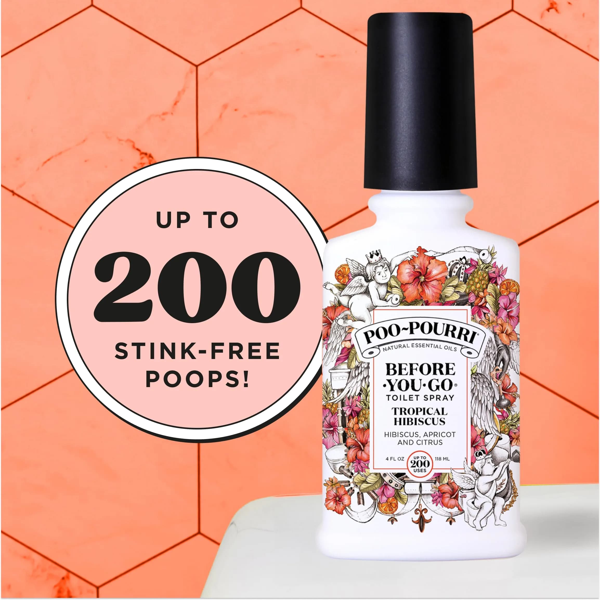 Poo-Pourri Tropical Hibiscus Before-You-Go Toilet Spray 118ml (4 Fl Oz) | Prevents Odors with Natural Essential Oils - view 6