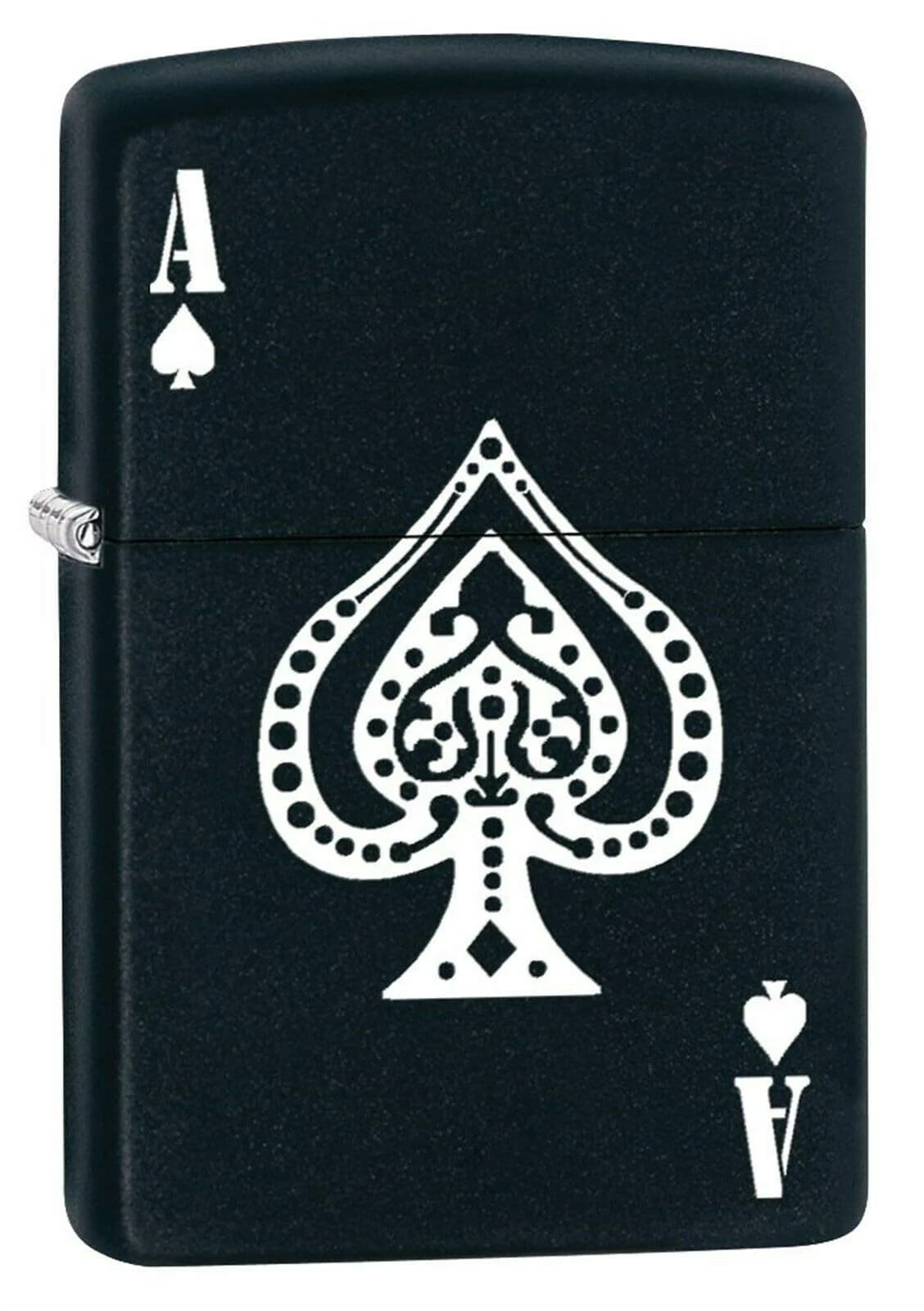 Zippo Ace of Spades Iron Stone Lighter | Windproof Metal Construction — Black Matte