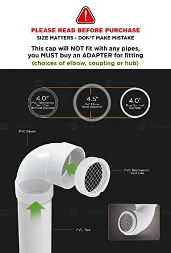 Raven R1510 PVC Termination Cap 10.16 cm (4") Inner | 11.43 cm (4.5") Outer Diameter Vent Screen thumbnail 2