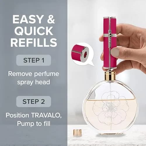 Travalo Milano Perfume Atomizer 0.2 Oz | Leak-Proof, TSA Approved, Reusable, Airtight, Easy Fill Mini Pump Spray - Hot Pink thumbnail 6