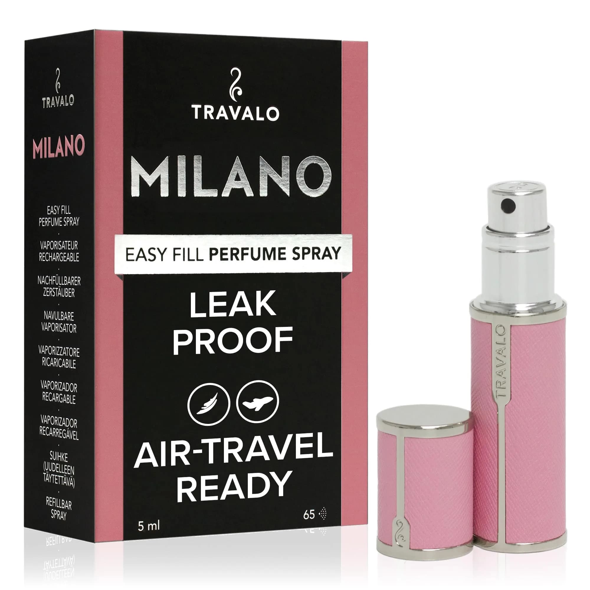 Travalo Milano Perfume Atomizer 0.2 Oz | Leak-Proof, TSA Approved, Reusable Pink