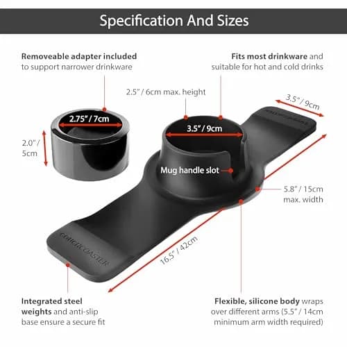 HIT PRODUCTS CouchCoaster Armrest Cup Holder, Mocha Brown 42cm (16.5") | Prevents Spills & Keeps Drinks Within Reach thumbnail 6