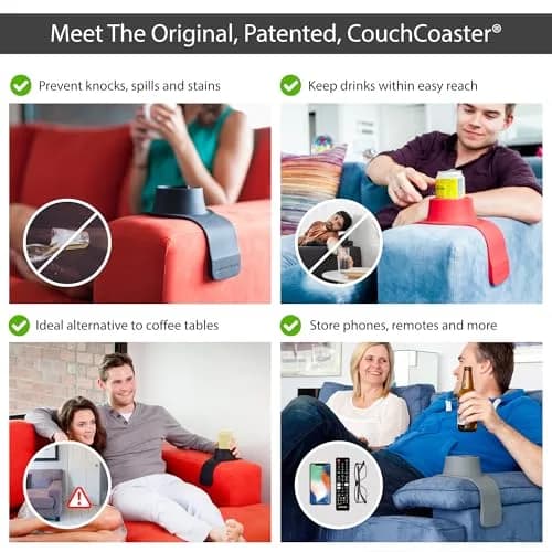 HIT PRODUCTS CouchCoaster Armrest Cup Holder, Mocha Brown 42cm (16.5") | Prevents Spills & Keeps Drinks Within Reach thumbnail 2