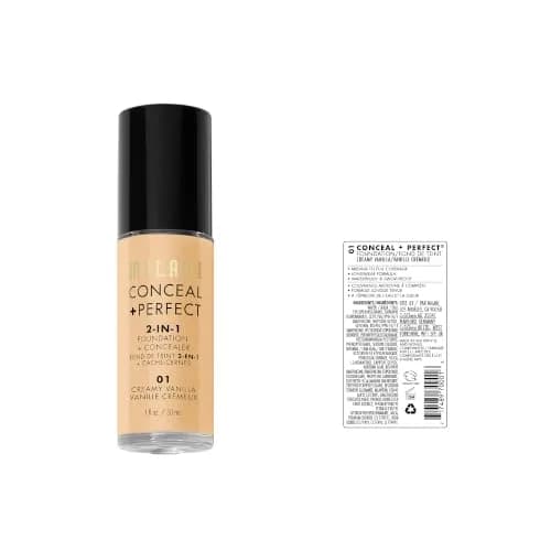 Milani Conceal + Perfect 2-in-1 Foundation + Concealer 01-Creamy Vanilla 29.57ml (1 Fl Oz) | Water-Resistant, Full Coverage thumbnail 6