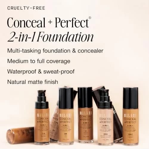 Milani Conceal + Perfect 2-in-1 Foundation + Concealer 01-Creamy Vanilla 29.57ml (1 Fl Oz) | Water-Resistant, Full Coverage thumbnail 2
