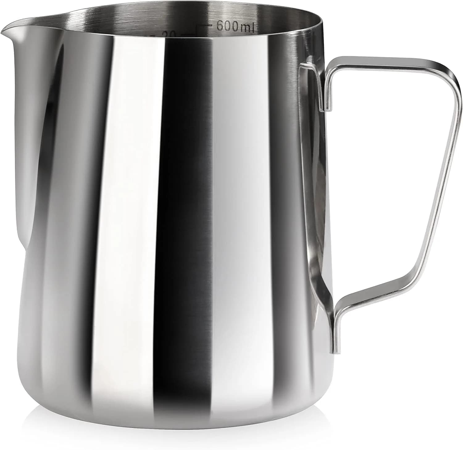 New Star Foodservice Stainless Steel Frothing Pitcher, 20 oz | Commercial Grade 18/8 Barista Tool for Lattes & Cappuccinos — 20.3 Ounces