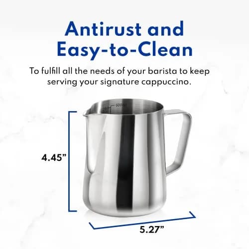 New Star Foodservice Stainless Steel Frothing Pitcher, 20 oz | Commercial Grade 18/8 Barista Tool for Lattes & Cappuccinos thumbnail 7