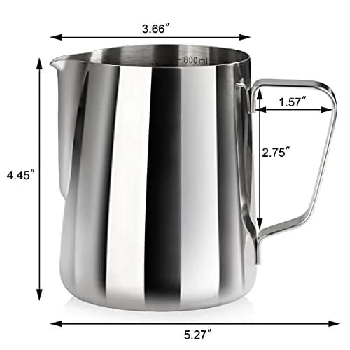 New Star Foodservice Stainless Steel Frothing Pitcher, 20 oz | Commercial Grade 18/8 Barista Tool for Lattes & Cappuccinos thumbnail 2