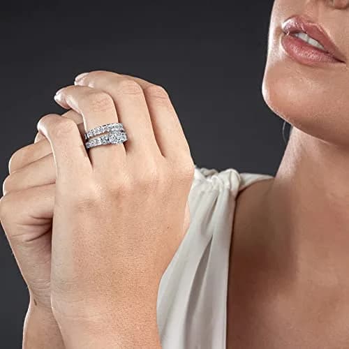 Metal Masters Sterling Silver Bridal Ring Set 2-Piece | 3.4 Carats CZ, Rhodium Plated, Hypoallergenic (70-120 chars) thumbnail 4