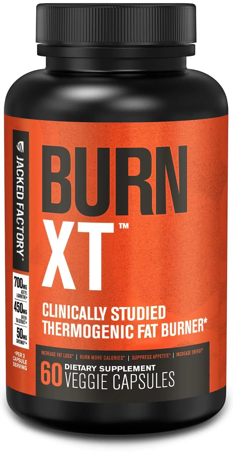 Jacked Factory Burn-XT Fat Burner & Weight Loss Supplement 60 Capsules | Clinically Studied Energy & Appetite Support