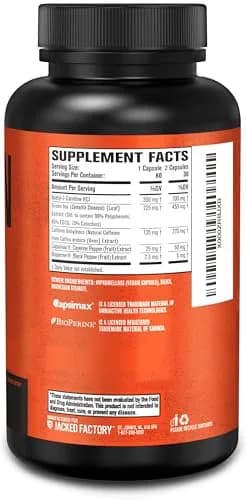 Jacked Factory Burn-XT Fat Burner & Weight Loss Supplement 60 Capsules | Clinically Studied Energy & Appetite Support thumbnail 8