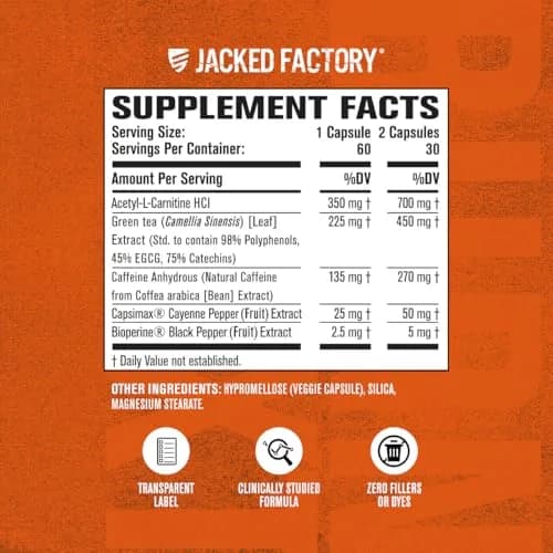 Jacked Factory Burn-XT Fat Burner & Weight Loss Supplement 60 Capsules | Clinically Studied Energy & Appetite Support thumbnail 4