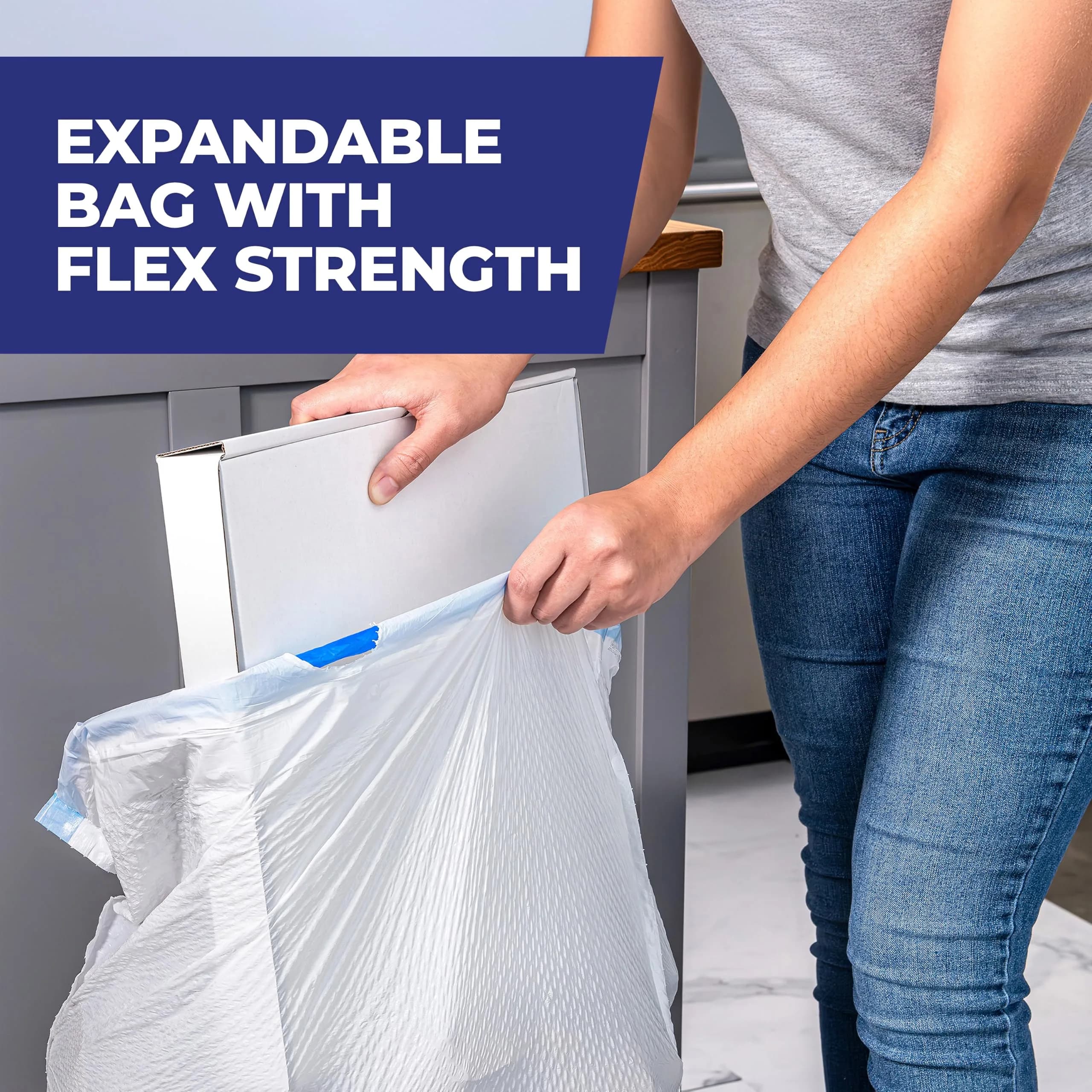 Hefty Ultra Strong 13 Gallon Kitchen Trash Bags, White, Clean Burst, 80 Count | 5.4 kg (11.9 lb) Bags for Home Waste Containment - view 6