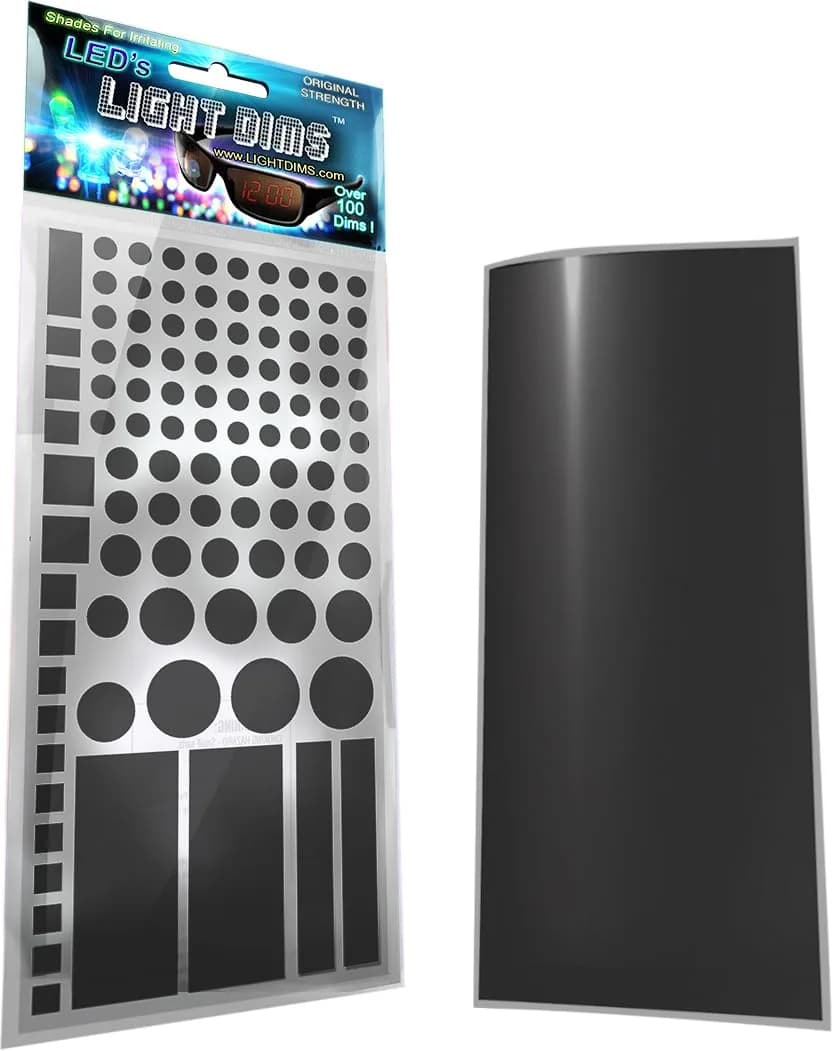LIGHT DIMS Original Strength LED Light Dimmers (2 Sheets) Black | Dims 50-80% Glare — Black