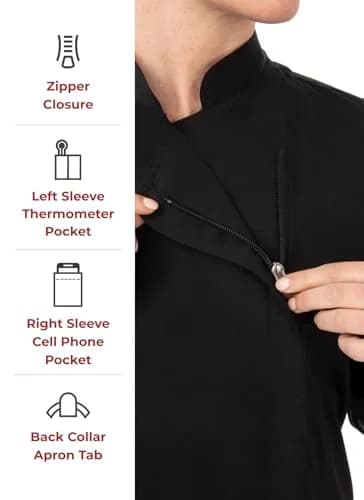 Chef Works Women's Hartford Chef Coat, Black, XX-Large | Lightweight, Breathable & Durable for Food Service thumbnail 3