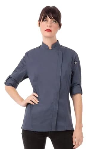 Chef Works Women's Hartford Chef Coat, XX-Large | Lightweight, Breathable & Durable in Blue thumbnail 1
