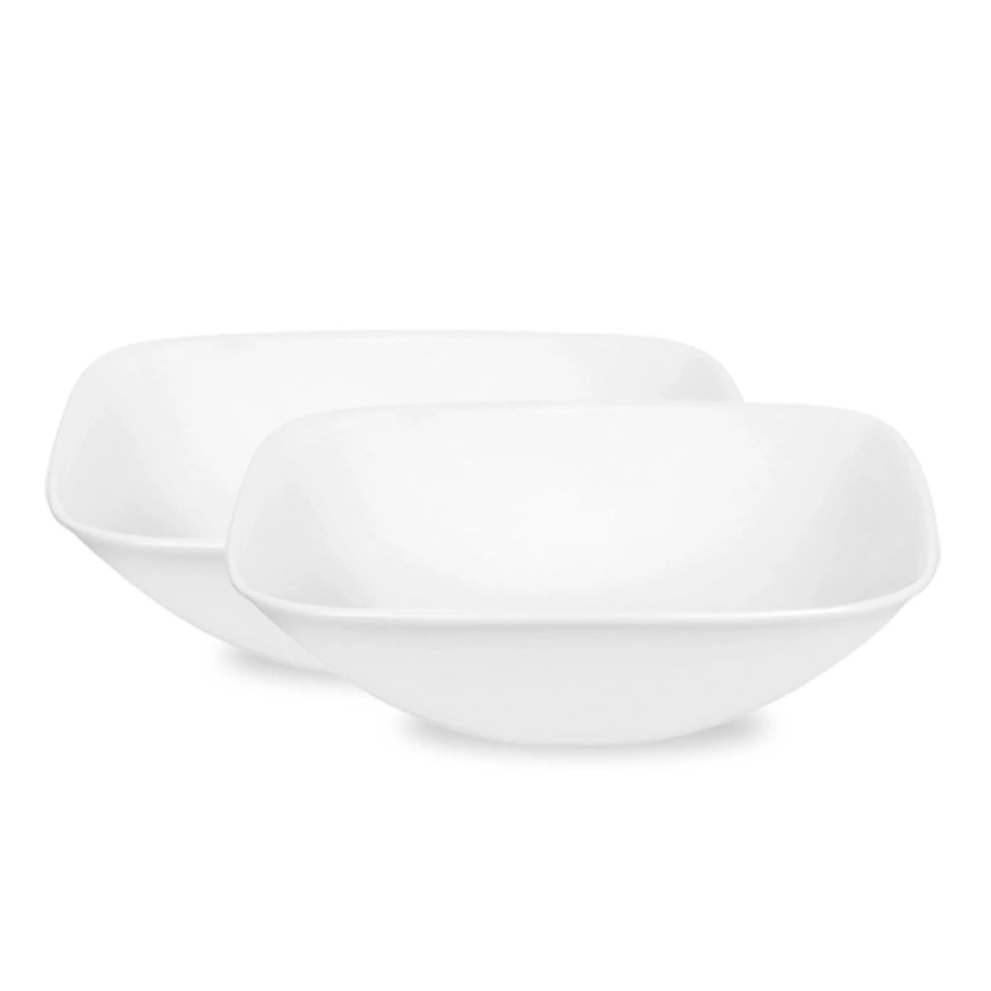 Corelle White 2-Piece 32-Ounce Square Bowl Set | Durable, Lightweight, Microwave & Dishwasher Safe