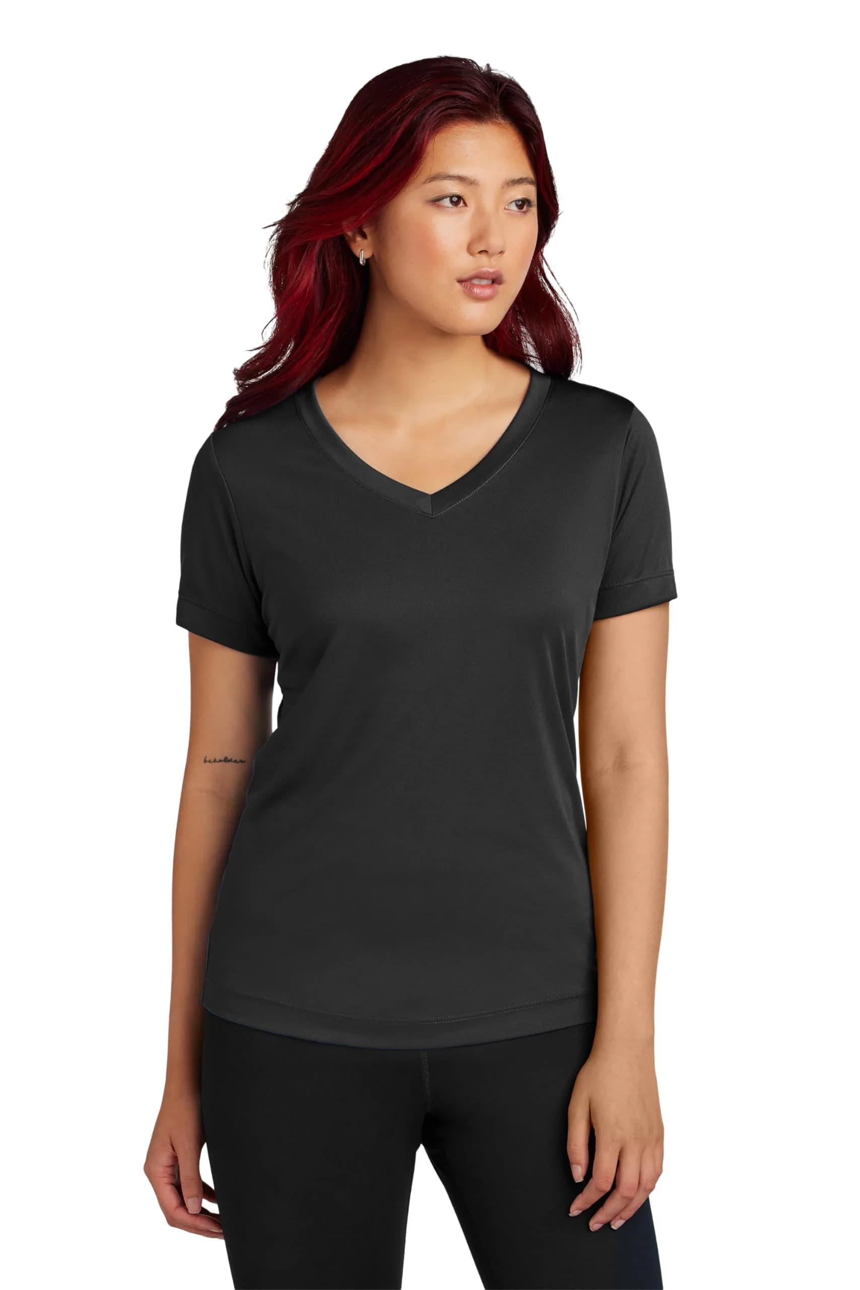 Clothe Co. Women's Moisture-Wicking Athletic Shirt V-Neck Black M | Breathable, Quick Dry Activewear — Black