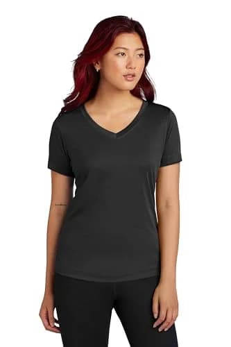 Clothe Co. Women's Moisture-Wicking Athletic Shirt V-Neck Black M | Breathable, Quick Dry Activewear thumbnail 1