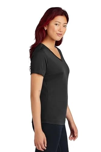 Clothe Co. Women's Moisture-Wicking Athletic Shirt V-Neck Black M | Breathable, Quick Dry Activewear thumbnail 2