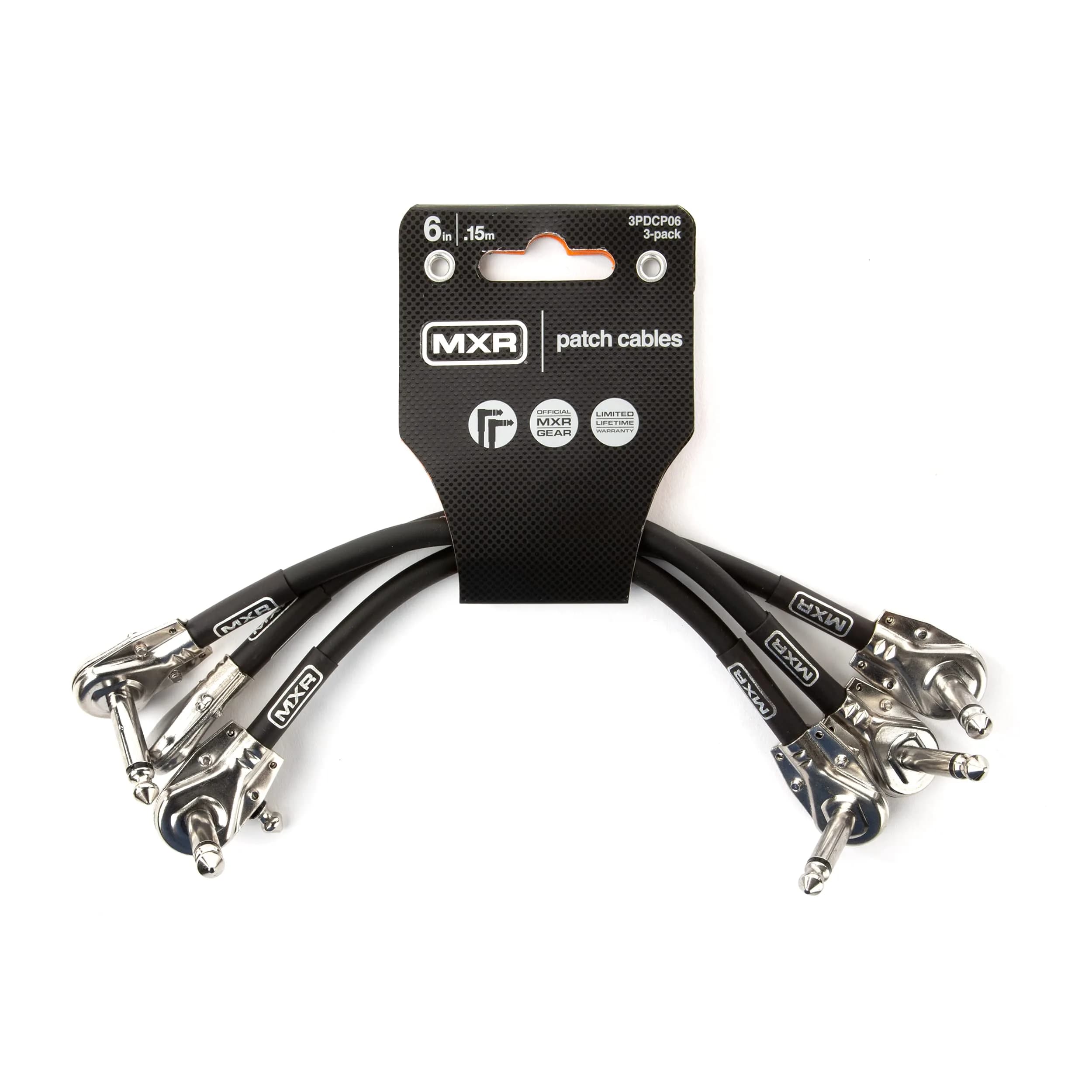 MXR Patch Cable 6 in | 15 cm | 3 Pack | Clear, Flexible, Low-Profile Pedalboard Patch Cables — Black