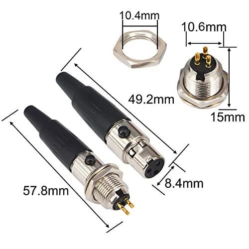 onelinkmore Mini XLR TA3F 3 Pin Female Connector DIY 2 Sets | Gold-Plated Connectors for Pro Microphones thumbnail 4