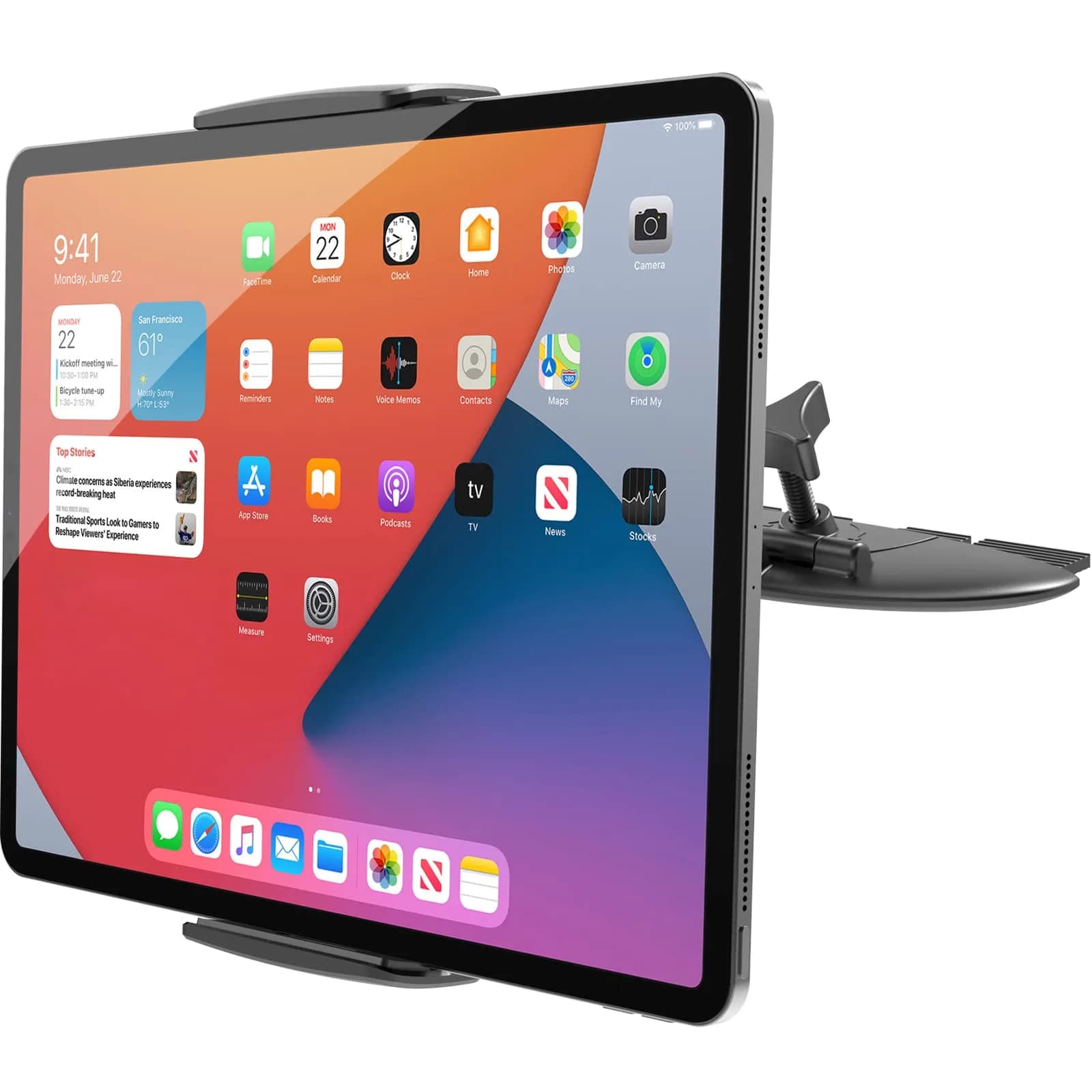 APPS2Car Sturdy CD Slot Tablet Mount | Universal 4.7-11" Holder for iPad Pro Mini iPhone Galaxy Z Fold, 208mm Arm