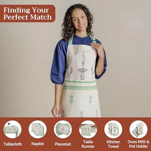 Maison d' Hermine Aprons for women with Pocket 100% Cotton | Stylish & Durable Kitchen Apron thumbnail 4