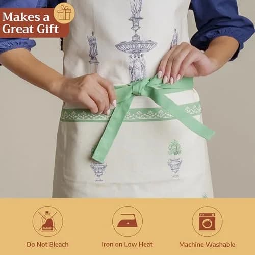 Maison d' Hermine Aprons for women with Pocket 100% Cotton | Stylish & Durable Kitchen Apron thumbnail 5