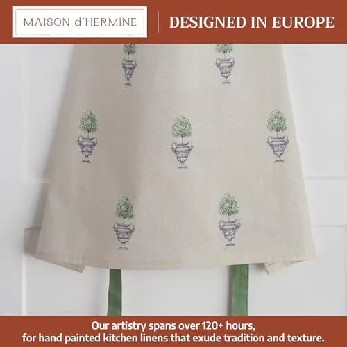Maison d' Hermine Aprons for women with Pocket 100% Cotton | Stylish & Durable Kitchen Apron thumbnail 2
