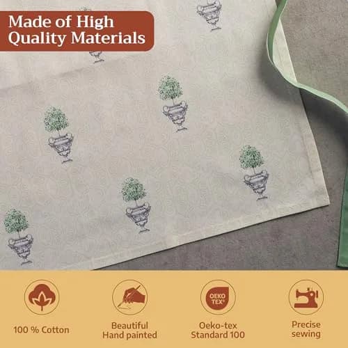 Maison d' Hermine Aprons for women with Pocket 100% Cotton | Stylish & Durable Kitchen Apron thumbnail 3