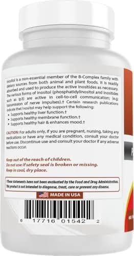 Best Naturals Inositol 1000 mg 60 Tablets | Vitamin B8 Supplement for Daily Wellness thumbnail 7