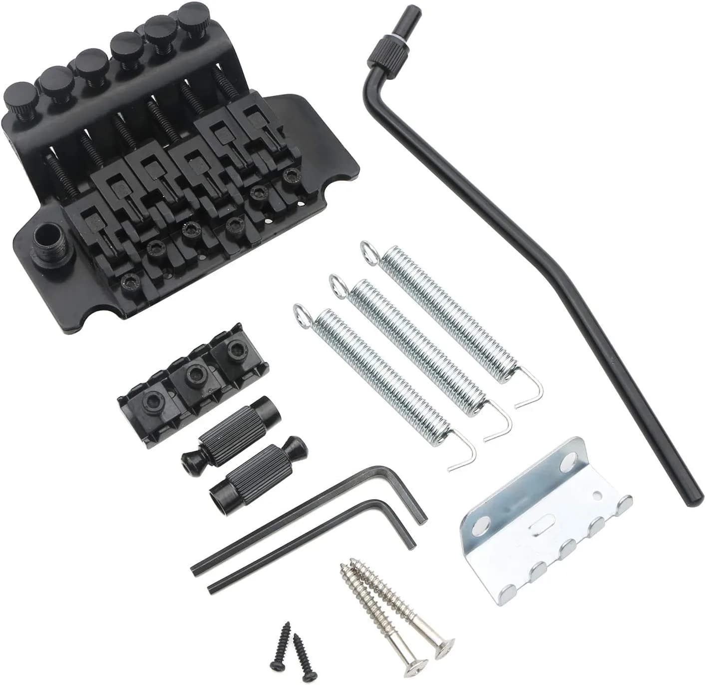Swhmc Chrome Tremolo Bridge for Strat - Double Locking Floyd Rose Type | Guitar Bridge Upgrade — black