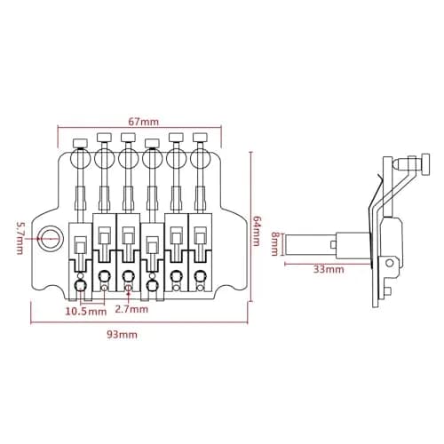 Swhmc Black Tremolo Bridge for Strat - Double Locking Floyd Rose Type | Improve Tuning Stability thumbnail 3