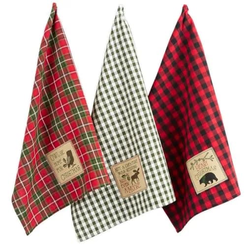 DII Holiday Kitchen Towels Embroidered Dish Towel Set, 18x28, Cabin Christmas, 3 Piece thumbnail 1