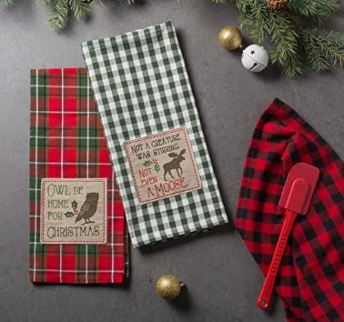 DII Holiday Kitchen Towels Embroidered Dish Towel Set, 18x28, Cabin Christmas, 3 Piece thumbnail 4