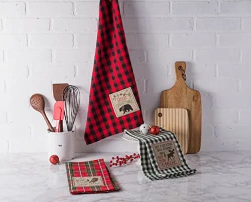 DII Holiday Kitchen Towels Embroidered Dish Towel Set, 18x28, Cabin Christmas, 3 Piece thumbnail 3