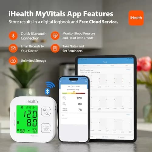 iHealth Track Smart Upper Arm Blood Pressure Monitor with Wide-Range Cuff (22-42cm) | FDA Cleared & Bluetooth Sync thumbnail 4