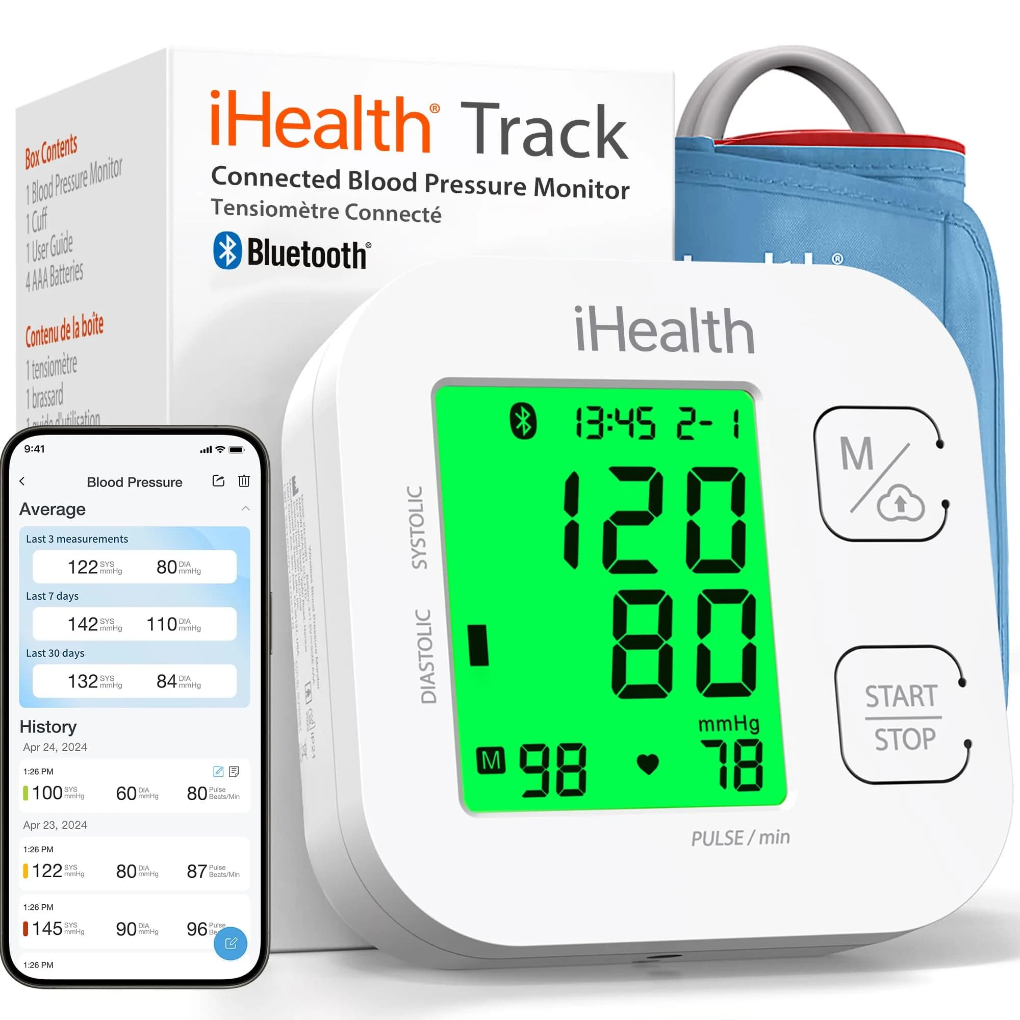 iHealth Track Smart Upper Arm Blood Pressure Monitor with Wide-Range Cuff (22-42cm) | FDA Cleared & Bluetooth Sync - main product image
