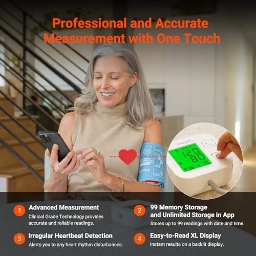 iHealth Track Smart Upper Arm Blood Pressure Monitor with Wide-Range Cuff (22-42cm) | FDA Cleared & Bluetooth Sync thumbnail 9