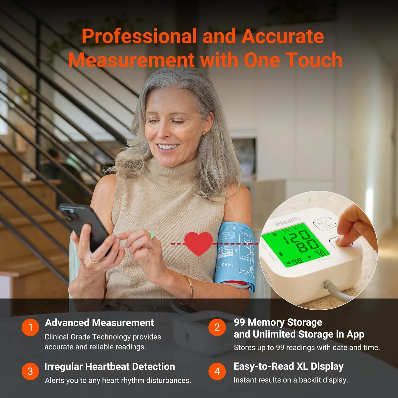 iHealth Track Smart Upper Arm Blood Pressure Monitor with Wide-Range Cuff (22-42cm) | FDA Cleared & Bluetooth Sync - view 9