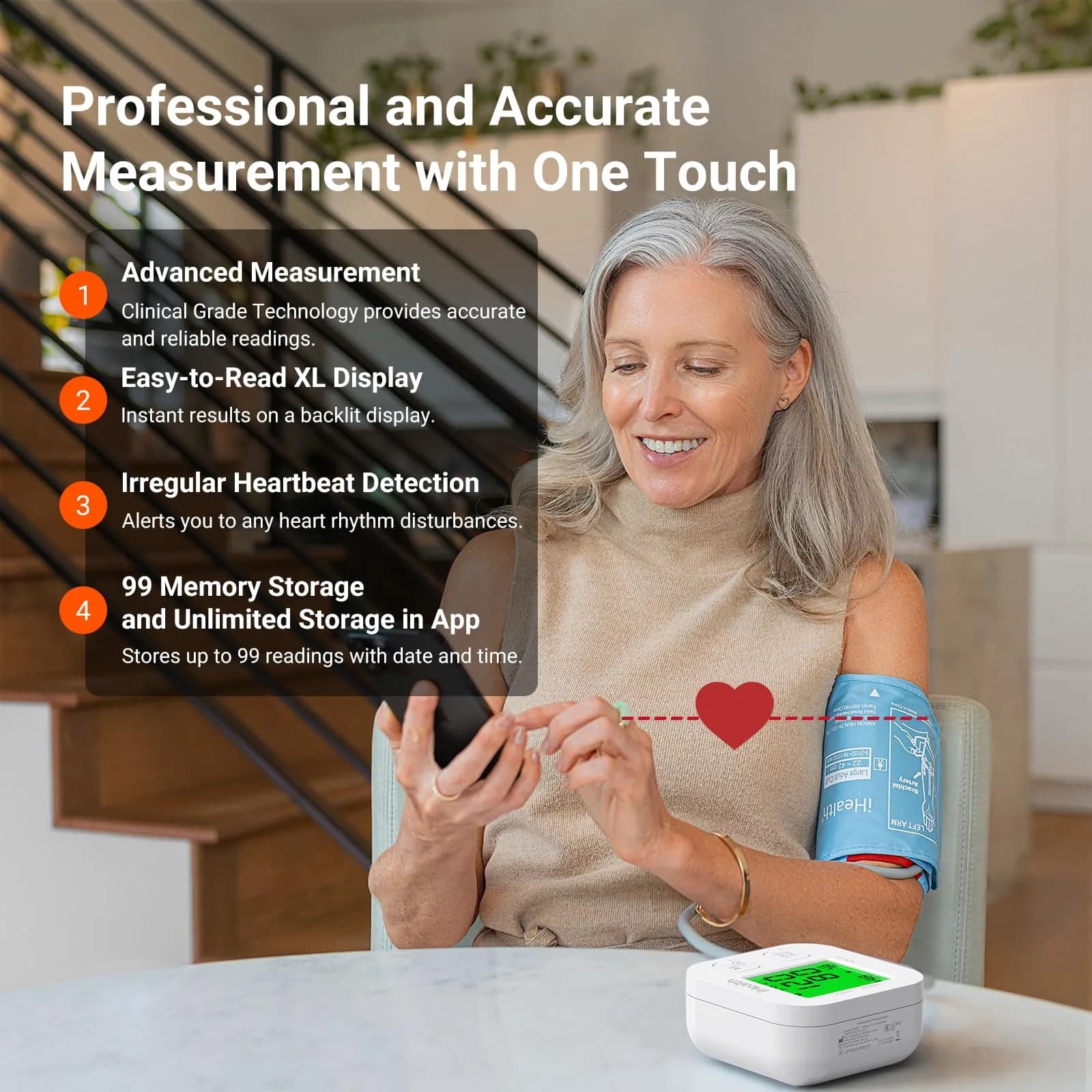 iHealth Track Smart Upper Arm Blood Pressure Monitor with Wide-Range Cuff (22-42cm) | FDA Cleared & Bluetooth Sync - view 2