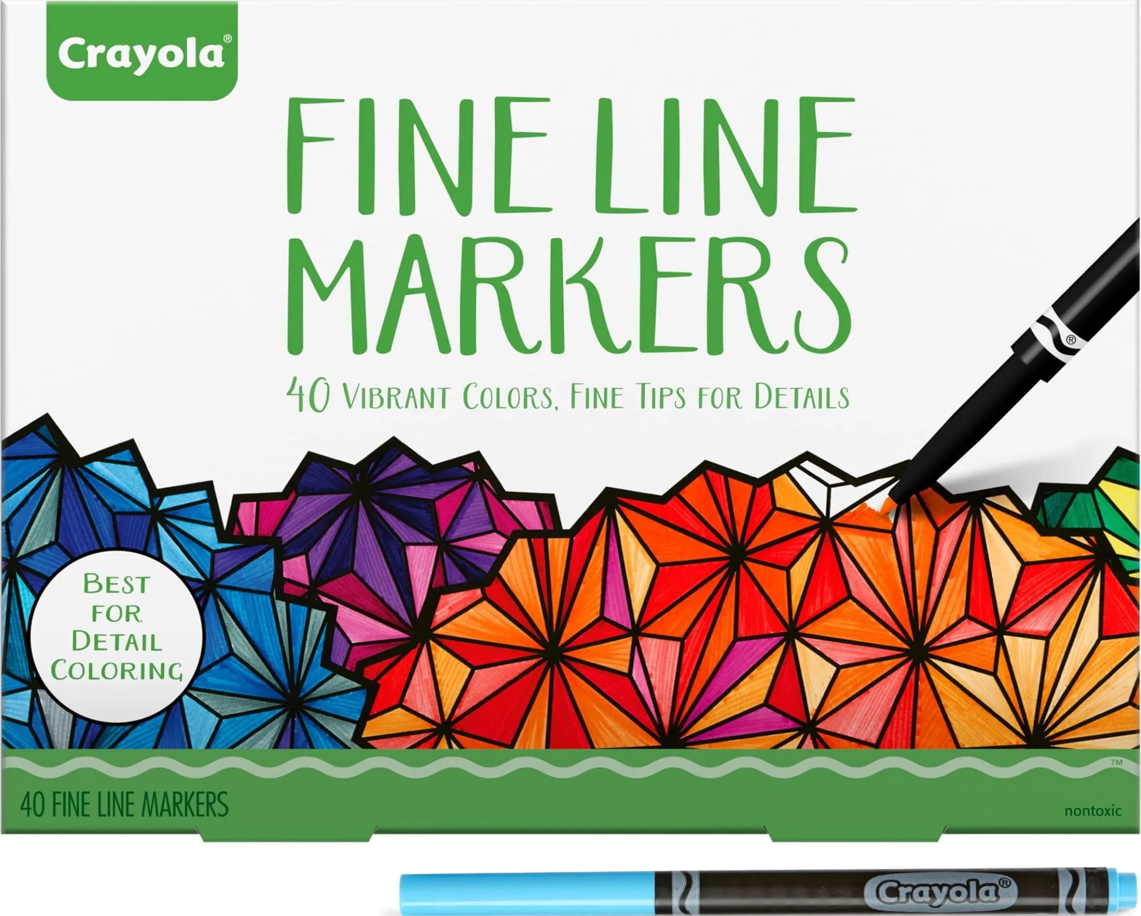 Crayola Fine Line Markers for Adults 40ct | Vibrant, Precise Coloring Set for Art & Relaxation — Fine Line