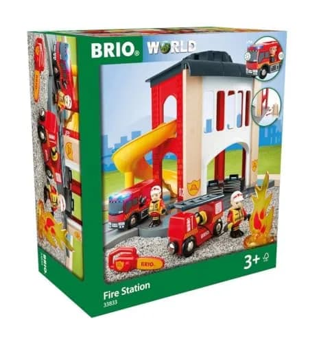 BRIO World Central Fire Station Toy Set with Fire Truck | 12 Pieces, Light & Sound Features, Wood Construction thumbnail 4