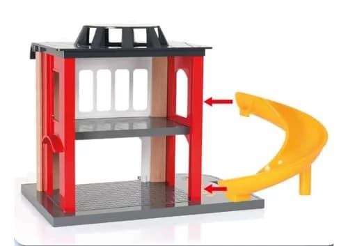 BRIO World Central Fire Station Toy Set with Fire Truck | 12 Pieces, Light & Sound Features, Wood Construction thumbnail 5